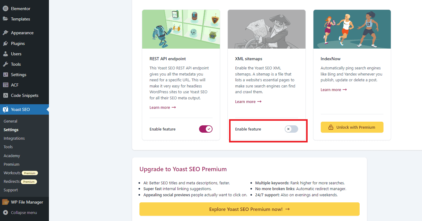 Remove Yoast Default Sitemap